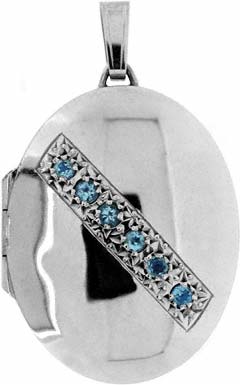 Second Hand 9ct White Gold Locket set with Blue Stones